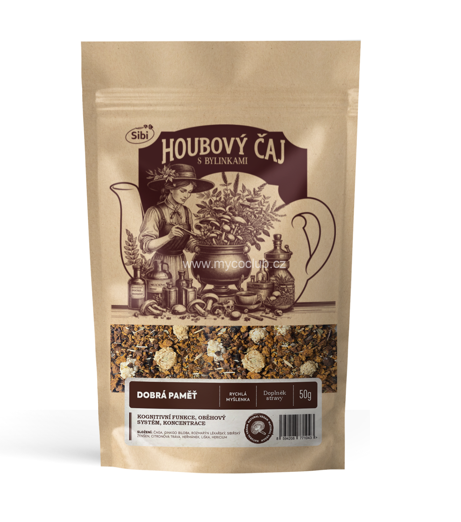 Sibipharm Dobrá paměť houbový čaj 50 g